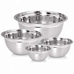 Set de 4 boluri pentru amestecare și servire Kinghoff KH 2059, 18-26 cm, oțel inoxidabil, margine largă, argintiu