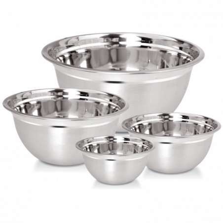 Set de 4 boluri pentru amestecare și servire Kinghoff KH 2059, 18-26 cm, oțel inoxidabil, margine largă, argintiu
