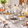 Set de 4 boluri pentru amestecare și servire Kinghoff KH 2059, 18-26 cm, oțel inoxidabil, margine largă, argintiu