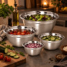 Set de 4 boluri pentru amestecare și servire Kinghoff KH 2059, 18-26 cm, oțel inoxidabil, margine largă, argintiu