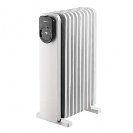 Radiator cu ulei Midea MHO2009RCPW, 2000 W, 20 m², 9 aripioare, 3 trepte de încălzire, afișaj LED, temporizator, alb