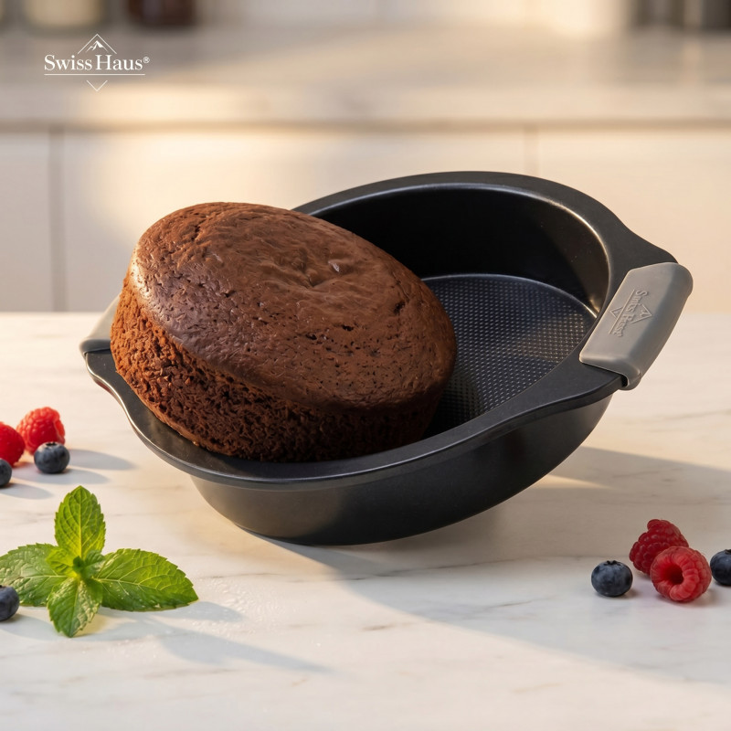 Set de 3 vase de copt Swiss Haus SH-3BSB, oțel carbon, LFGB, acoperire ceramică Sapphire, cuptor până la 230 °C, negru