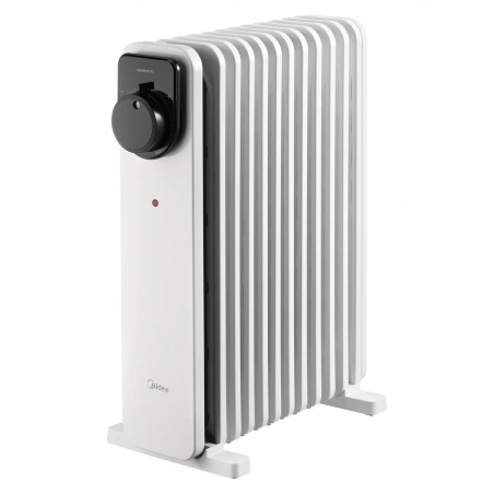 Radiator cu ulei Midea MHO2311MCPW, 2300 W, 20 m², 11 lamele, 3 trepte, termostat manual, cronometru, alb