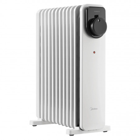 Radiator cu ulei Midea MHO2311MCPW, 2300 W, 20 m², 11 lamele, 3 trepte, termostat manual, cronometru, alb