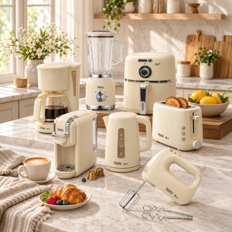 Mixer Oliver Voltz Nice OV51110PR, 400 W, 5 viteze, funcție Turbo, buton de eliberare a accesoriilor, culoare crem