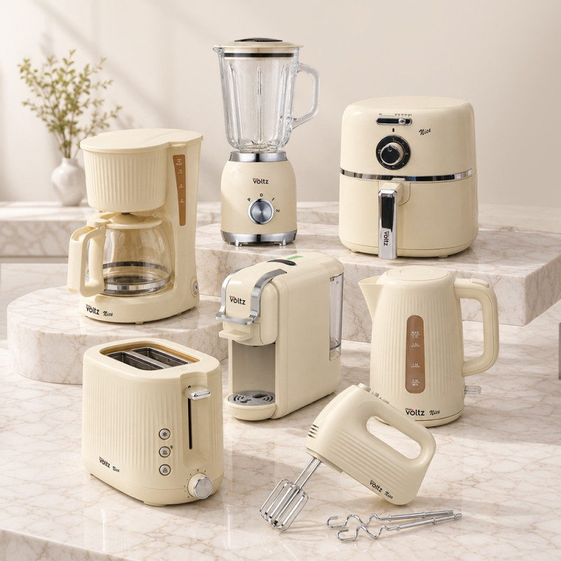 Blender manual Oliver Voltz Nice OV51112PR, 600 W, 2 viteze, cap de mixare din oțel, culoare crem