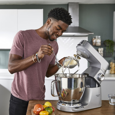 Mixer planetar Kenwood Chef Baker XL KVL85.004SI, 1200 W, 2 boluri de 5/7 l, Comanda electronica, Functie pulse, EasyWeigh™, Argintiu