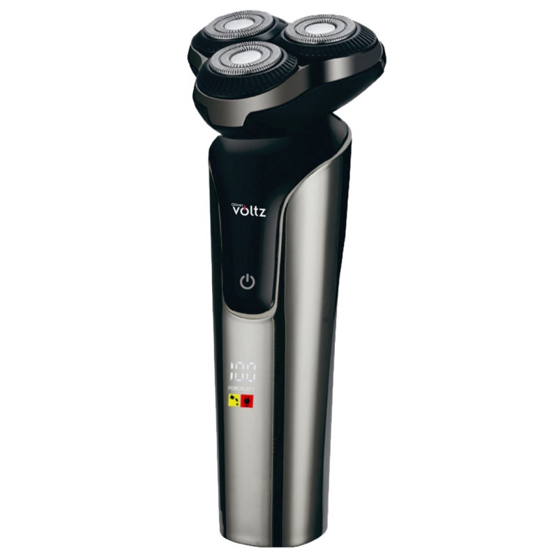 Aparat de ras cu baterie Oliver Voltz OV51814D, 5 W, 60 min, sistem de ras flotant cu trei capete, ecran LCD, 1200 mAh, Type-C, argintiu/negru