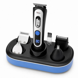 Aparat de tuns 5-în-1 Oliver Voltz OV51810T, 5 W, 90 min, 7300 rpm, ecran LCD, suport, negru/albastru