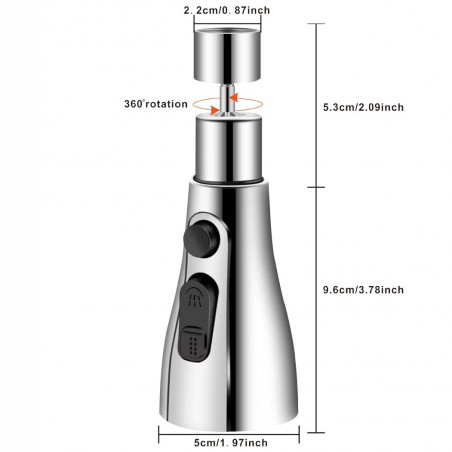 Dus pentru baterie sanitara Rosberg R57101B, 14,9 cm, Rotire la 360°, Argintiu