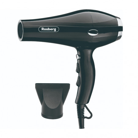 Uscător de păr Rosberg Premium RP51100T, 2000 W, 2 viteze, 3 niveluri, jet rece, duză concentratoare, negru