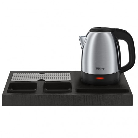 Ceainic electric cu organizator Oliver Voltz OV51230Y, 1200 W, 1 litru, Rotire la 360°, Inox/Negru