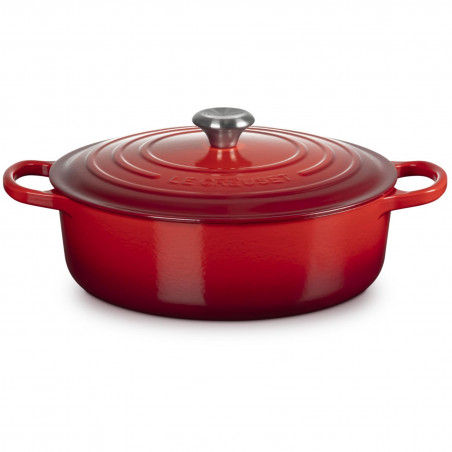 Tigaie din fontă Le Creuset 21179300602430, 30 cm, 6,2 l, Capac etanș pentru păstrarea aromelor, Cuptor până la 260 °C, Inducție, Roșu