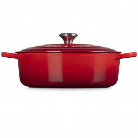 Tigaie din fontă Le Creuset 21179300602430, 30 cm, 6,2 l, Capac etanș pentru păstrarea aromelor, Cuptor până la 260 °C, Inducție, Roșu
