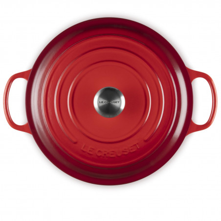 Tigaie din fontă Le Creuset 21179300602430, 30 cm, 6,2 l, Capac etanș pentru păstrarea aromelor, Cuptor până la 260 °C, Inducție, Roșu