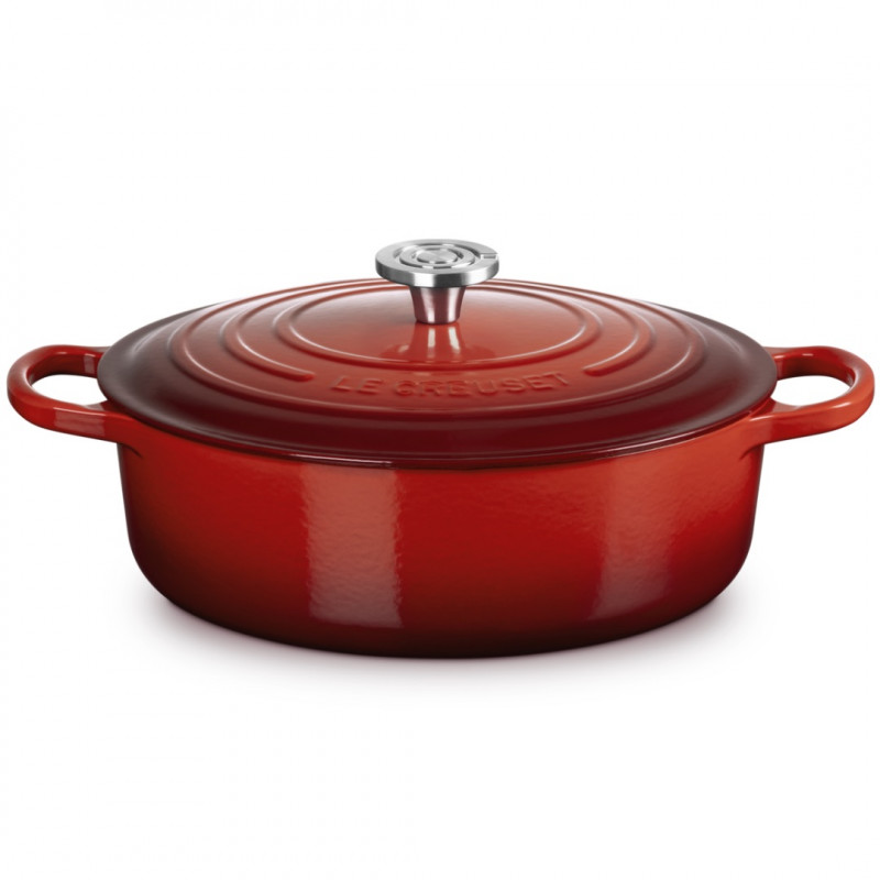 Tigaie din fontă Le Creuset 21179300602430, 30 cm, 6,2 l, Capac etanș pentru păstrarea aromelor, Cuptor până la 260 °C, Inducție, Roșu