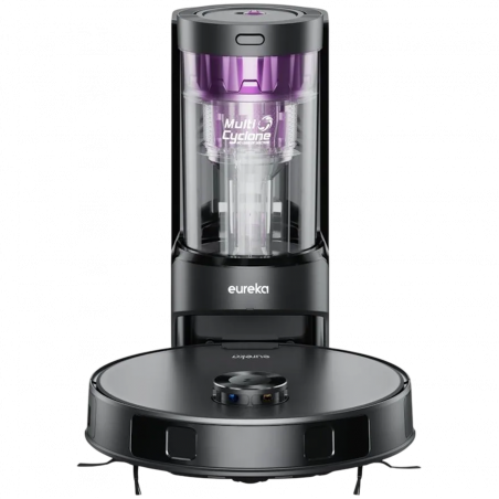 Aspirator robot Eureka E20 Plus, 8000 Pa, 2 l, 300 m², Pana la 180 min, Navigare 3D DuoDetect AI, Filtrare în 5 etape, Negru