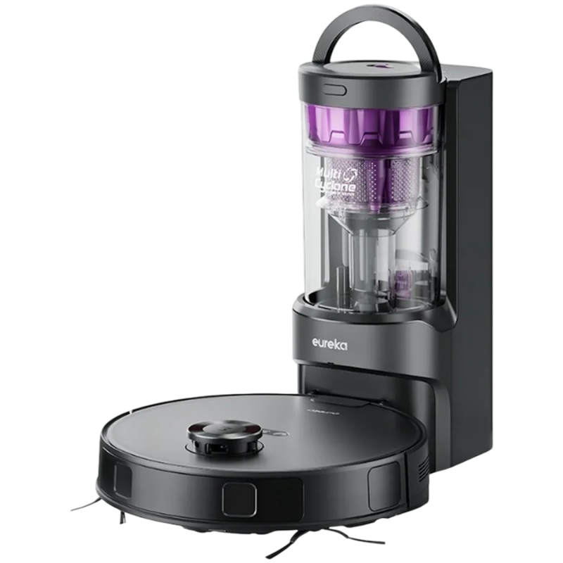 Aspirator robot Eureka E20 Plus, 8000 Pa, 2 l, 300 m², Pana la 180 min, Navigare 3D DuoDetect AI, Filtrare în 5 etape, Negru