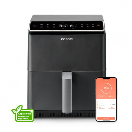 Friteuză cu aer cald Cosori Dual Blaze Pro CAF-P681S, 1700 W, 6,4 l, 12 programe, 360 ThermoIQ, elemente de încălzire duble, acoperire ceramică fără PFAS, negru
