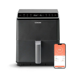 Friteuză cu aer cald Cosori Dual Blaze Pro CAF-P681S, 1700 W, 6,4 l, 12 programe, 360 ThermoIQ, elemente de încălzire duble, acoperire ceramică fără PFAS, negru