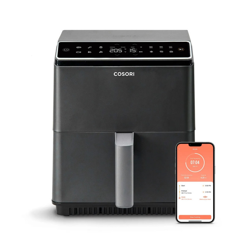 Friteuză cu aer cald Cosori Dual Blaze Pro CAF-P681S, 1700 W, 6,4 l, 12 programe, 360 ThermoIQ, elemente de încălzire duble, acoperire ceramică fără PFAS, negru