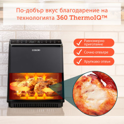 Friteuză cu aer cald Cosori Dual Blaze Pro CAF-P681S, 1700 W, 6,4 l, 12 programe, 360 ThermoIQ, elemente de încălzire duble, acoperire ceramică fără PFAS, negru