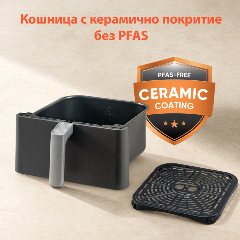 Friteuză cu aer cald Cosori Dual Blaze Pro CAF-P681S, 1700 W, 6,4 l, 12 programe, 360 ThermoIQ, elemente de încălzire duble, acoperire ceramică fără PFAS, negru