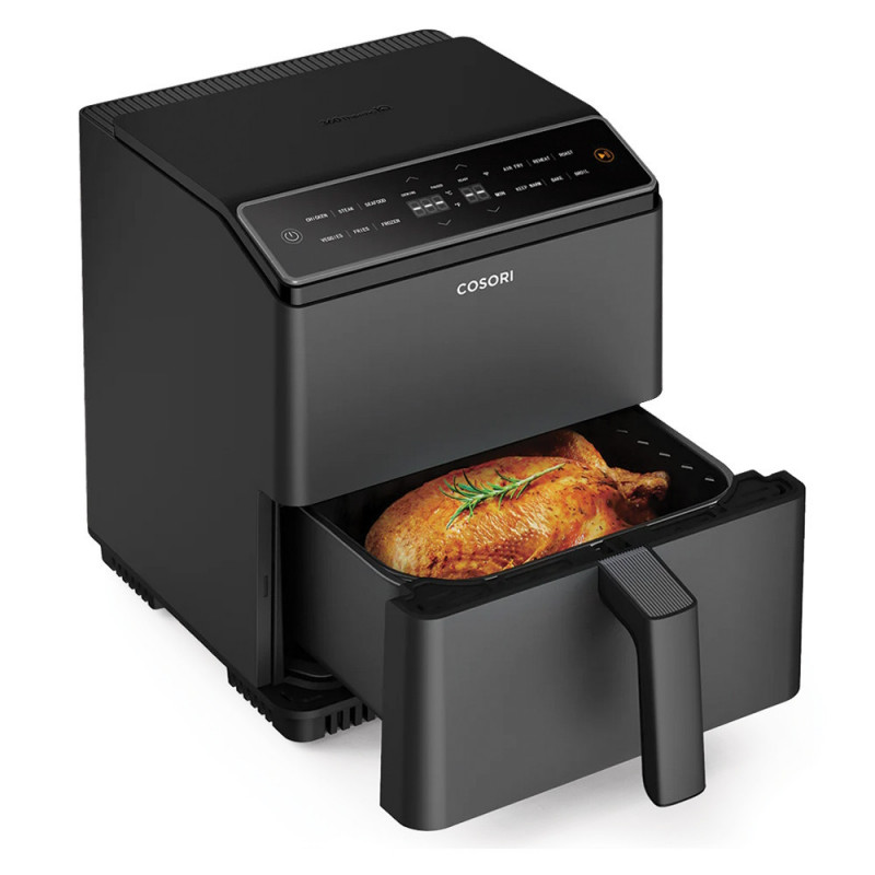 Friteuză cu aer cald Cosori Dual Blaze Pro CAF-P681S, 1700 W, 6,4 l, 12 programe, 360 ThermoIQ, elemente de încălzire duble, acoperire ceramică fără PFAS, negru