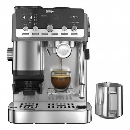 Aparat de cafea 2 în 1 Ninja Luxe Café Mini ES352EU, 1650 W, 9 bar, 250 g, 1,3 l, Barista Assist, 3 setări pentru spumă, 6 tipuri de espresso, oțel inoxidabil