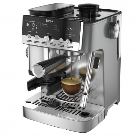 Aparat de cafea 2 în 1 Ninja Luxe Café Mini ES352EU, 1650 W, 9 bar, 250 g, 1,3 l, Barista Assist, 3 setări pentru spumă, 6 tipuri de espresso, oțel inoxidabil