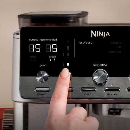 Aparat de cafea 2 în 1 Ninja Luxe Café Mini ES352EU, 1650 W, 9 bar, 250 g, 1,3 l, Barista Assist, 3 setări pentru spumă, 6 tipuri de espresso, oțel inoxidabil
