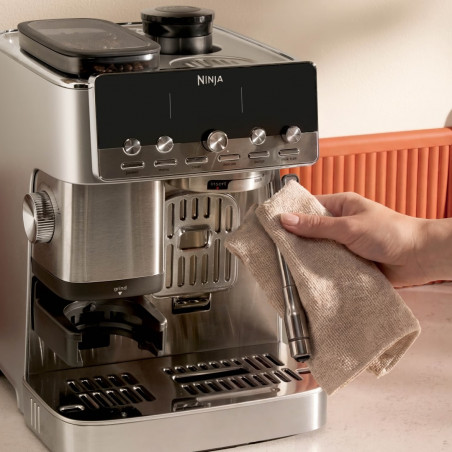 Aparat de cafea 2 în 1 Ninja Luxe Café Mini ES352EU, 1650 W, 9 bar, 250 g, 1,3 l, Barista Assist, 3 setări pentru spumă, 6 tipuri de espresso, oțel inoxidabil