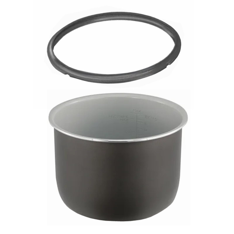 Set cu vas cu garnitură din silicon Ninja Foodi SmartLid 4484GX750EUUK, 7,5 l, compatibil cu OL650/OL750, acoperire ceramică, negru