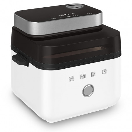 Friteuză cu aer cald Smeg Collezione AFC01WHMAU, 1450 W, 7,3 l, 40-200 °C, 7 programe, mod dublu, comandă tactilă, cronometru, LED, alb