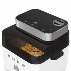Friteuză cu aer cald Smeg Collezione AFC01WHMAU, 1450 W, 7,3 l, 40-200 °C, 7 programe, mod dublu, comandă tactilă, cronometru, LED, alb