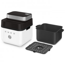 Friteuză cu aer cald Smeg Collezione AFC01WHMAU, 1450 W, 7,3 l, 40-200 °C, 7 programe, mod dublu, comandă tactilă, cronometru, LED, alb