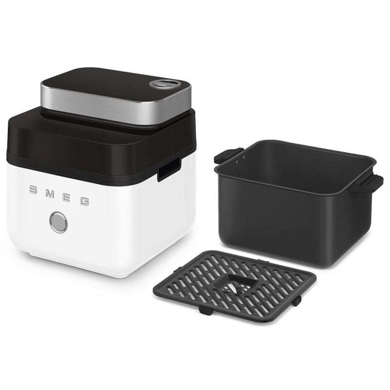 Friteuză cu aer cald Smeg Collezione AFC01WHMAU, 1450 W, 7,3 l, 40-200 °C, 7 programe, mod dublu, comandă tactilă, cronometru, LED, alb