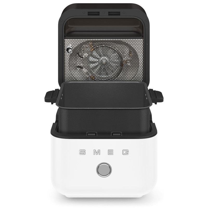 Friteuză cu aer cald Smeg Collezione AFC01WHMAU, 1450 W, 7,3 l, 40-200 °C, 7 programe, mod dublu, comandă tactilă, cronometru, LED, alb