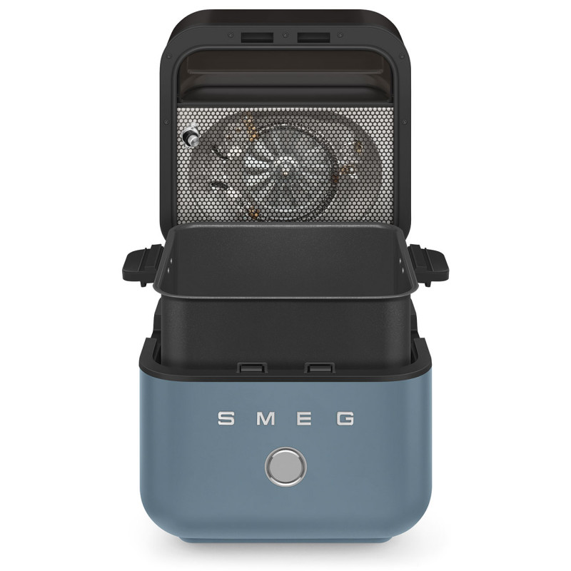 Friteuză cu aer cald Smeg Collezione AFC01SBMAU, 1450 W, 7,3 l, 40-200 °C, 7 programe, mod dublu, comandă tactilă, cronometru, LED, albastru