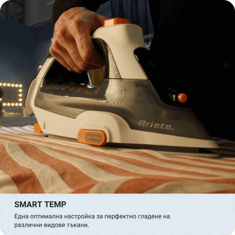 Fier de călcat Ariete STEP UP 6190/00, 2400 W, 0,32 l, placă ceramică, ridicare automată, autocurățare, negru/alb