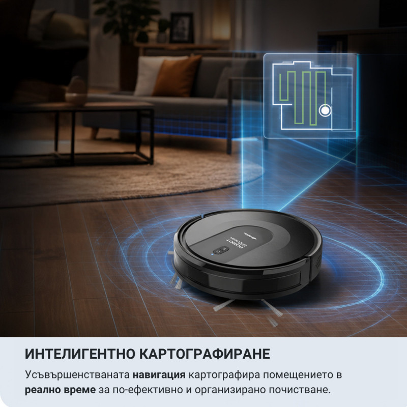 Aspirator robot Ariete X-CLEAN 2719/00, 32 W, 3-în-1, curățare uscată și umedă, Wi-Fi, filtru HEPA, negru