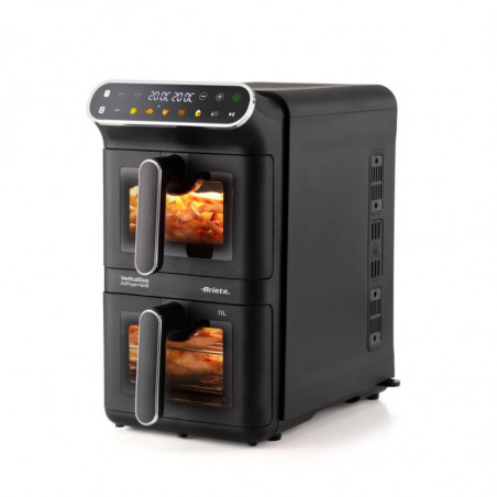Friteuză cu aer cald Ariete 4640/00, 2460 W, 11 l, 2 coșuri, 6 programe, ecran tactil, negru