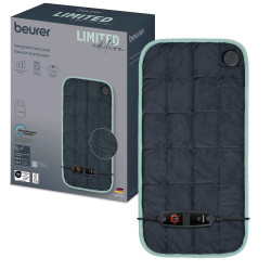 Pad electric Beurer BF HK 145 Cosy Weight Green Planet LE, 100 W, 30 x 60 cm, 6 trepte de incalzire, sistem de siguranta, Poliester respirabil, Spalare la 30 °C, Gri inchis/albastru