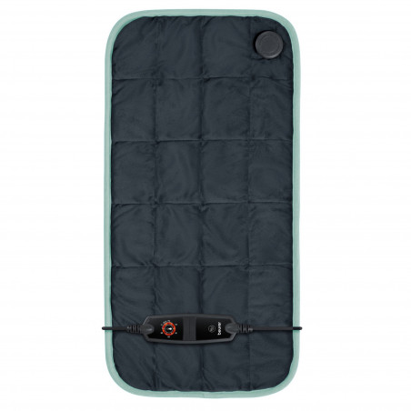 Pad electric Beurer BF HK 145 Cosy Weight Green Planet LE, 100 W, 30 x 60 cm, 6 trepte de incalzire, sistem de siguranta, Poliester respirabil, Spalare la 30 °C, Gri inchis/albastru