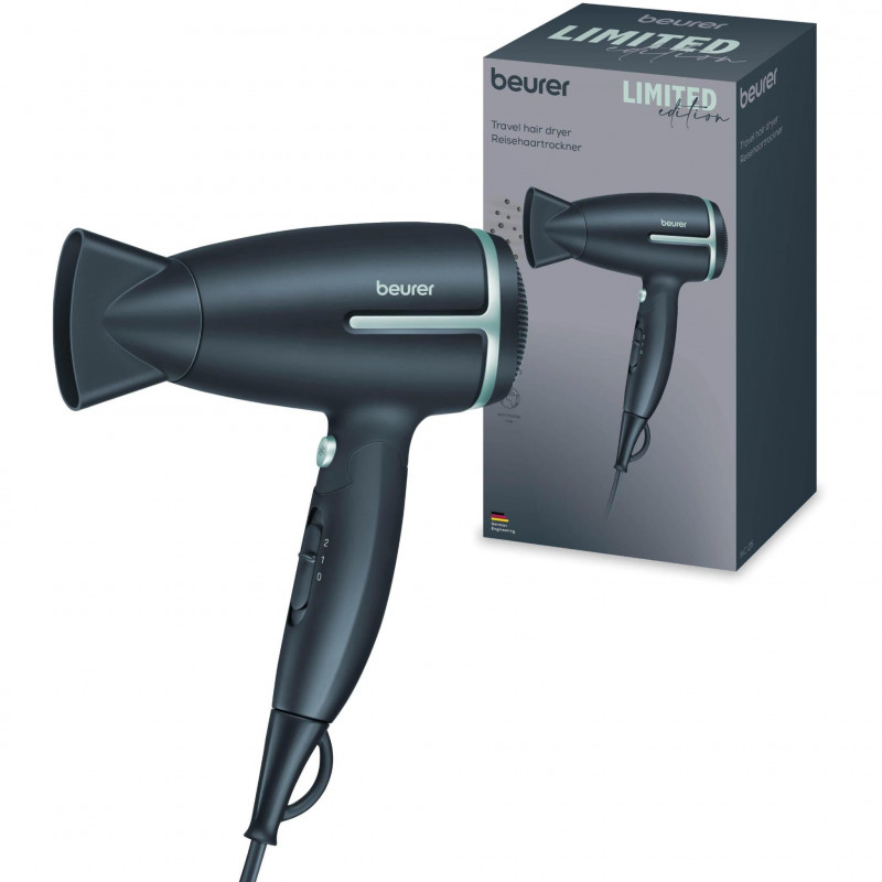Uscator de par pliabil Beurer BF HC 25 LE, 1600 W, 2 viteze, 2 niveluri de caldura, Ionizare, Filtru detasabil, Gri inchis/Albastru