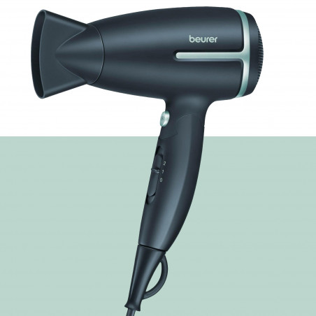 Uscator de par pliabil Beurer BF HC 25 LE, 1600 W, 2 viteze, 2 niveluri de caldura, Ionizare, Filtru detasabil, Gri inchis/Albastru
