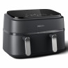 Friteuză dublă cu aer cald Philips NA351/00, 2750 W, 6+3 l, 80-200 °C, 1,5 kg, 8 programe, ecran tactil, copiere și sincronizare, Negru/Argintiu