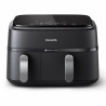 Friteuză dublă cu aer cald Philips NA351/00, 2750 W, 6+3 l, 80-200 °C, 1,5 kg, 8 programe, ecran tactil, copiere și sincronizare, Negru/Argintiu
