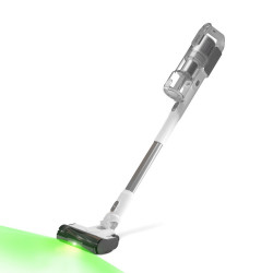 Aspirator vertical Levoit VortexIQ LSV-V221-VEU, 210 W, 0,85 l, 50 min, 3 trepte de putere, lumină verde la peria NeoSight™, filtru HEPA cu 5 trepte, cap rotativ la 180°, alb/argintiu