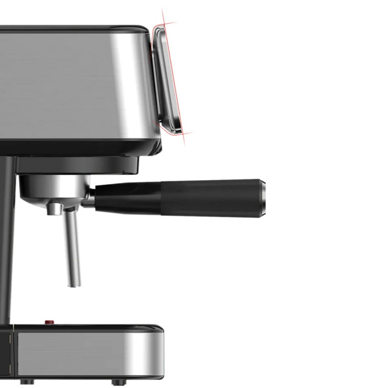 Aparat de espresso pentru cafea măcinată Finlux FEM-1655BS, 1100 W, 20 bar, 1,5 l, ecran tactil, bloc termic, duză de abur, argintiu/negru